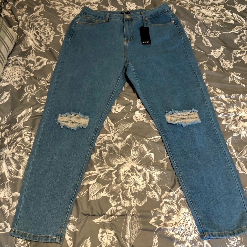 Nasty Gal Mom jeans hi waist MOM distressed Sz 12
